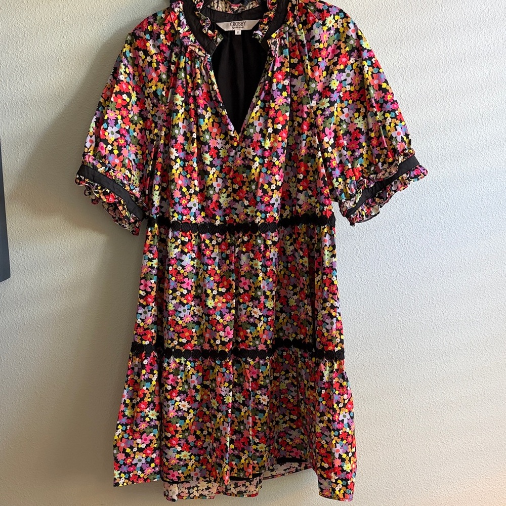 CROSBY by Mollie Burch Black Multicolor Floral Mini Dress
